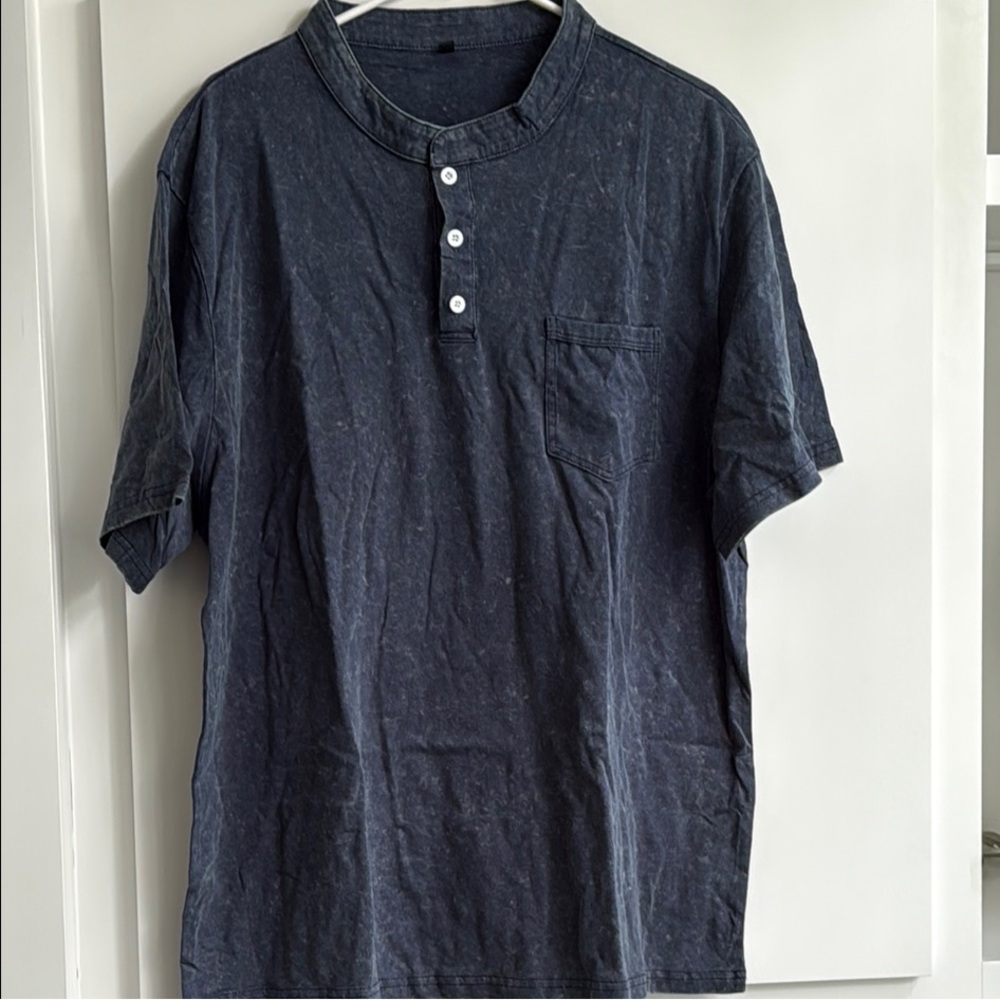 Pacificozy Men's Navy Blue Henley Shirt- Size XL